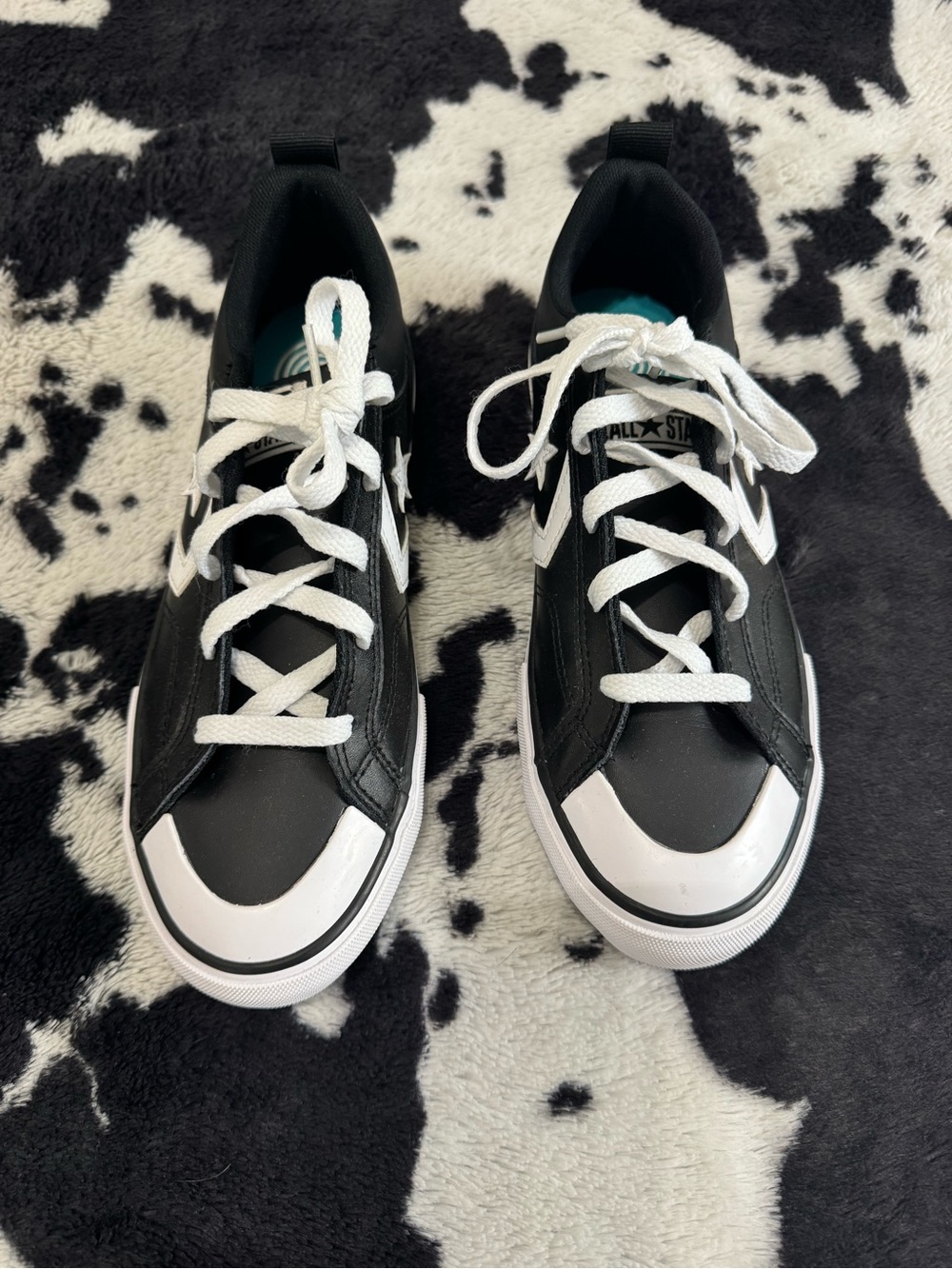 Converse Black and Teal Low-Top Sneaker (Kids)